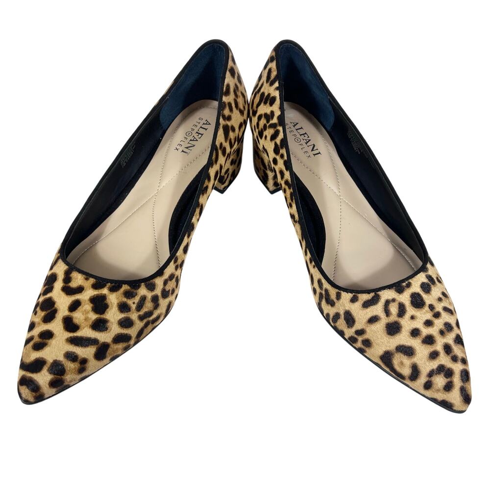 Alfani Leopard Print Slip On Shoes Women 7M Pumps Real Calf Fur New